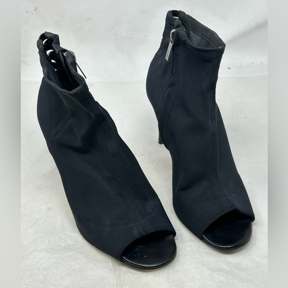 Jimmy Choo Black Mesh Driana Peeps Toes Booties Size 37 - Picture 1 of 15